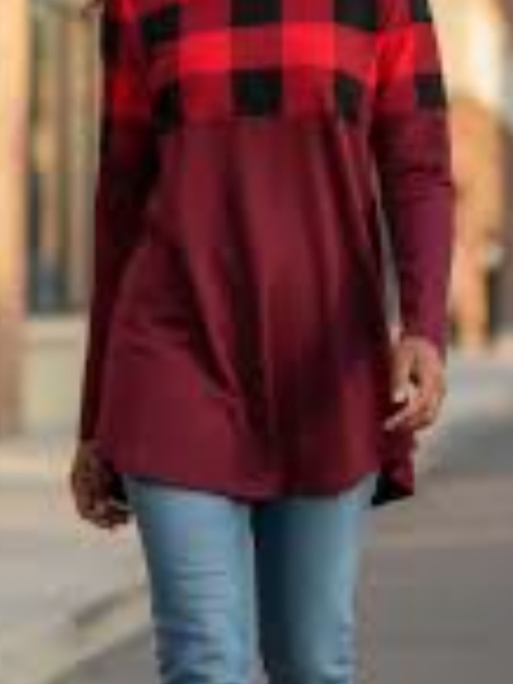 New Women's Zenana Buffalo Red Plaid Tunic Top Relaxed Fit Sz S